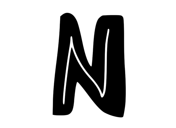 Funky Bold Skeleton Letter N
